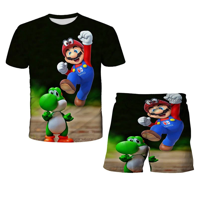 Ir 2021. Kids 3D Apģērbu Mario Zēni Karikatūra Tērpiem, Baby Meitenes Vasaras Lakrosa Tērpi, 4-14 Gadiem, Bērnu Apģērbs, T-krekls + Šorti 4-14T