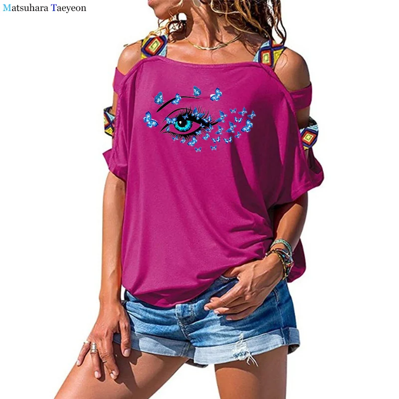 Jauno Modes Sieviešu T-krekls, t-veida Skropstas Print Art TShirt zilā seksīga meitene, acis Hipster Vasaras WomanT krekls Dobi No Topi