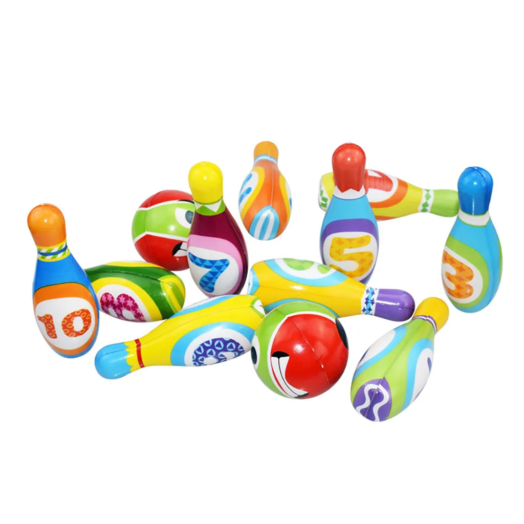 Boulinga Komplekts Rotaļlieta 10 Krāsains Mīksts Putu Boulinga Pins 2 Bumbu Iekštelpu Rotaļlietas Mētāt Bumbu Iekštelpu Āra Rotaļlietas Puse Fun Ģimenes Spēli Dāvanas