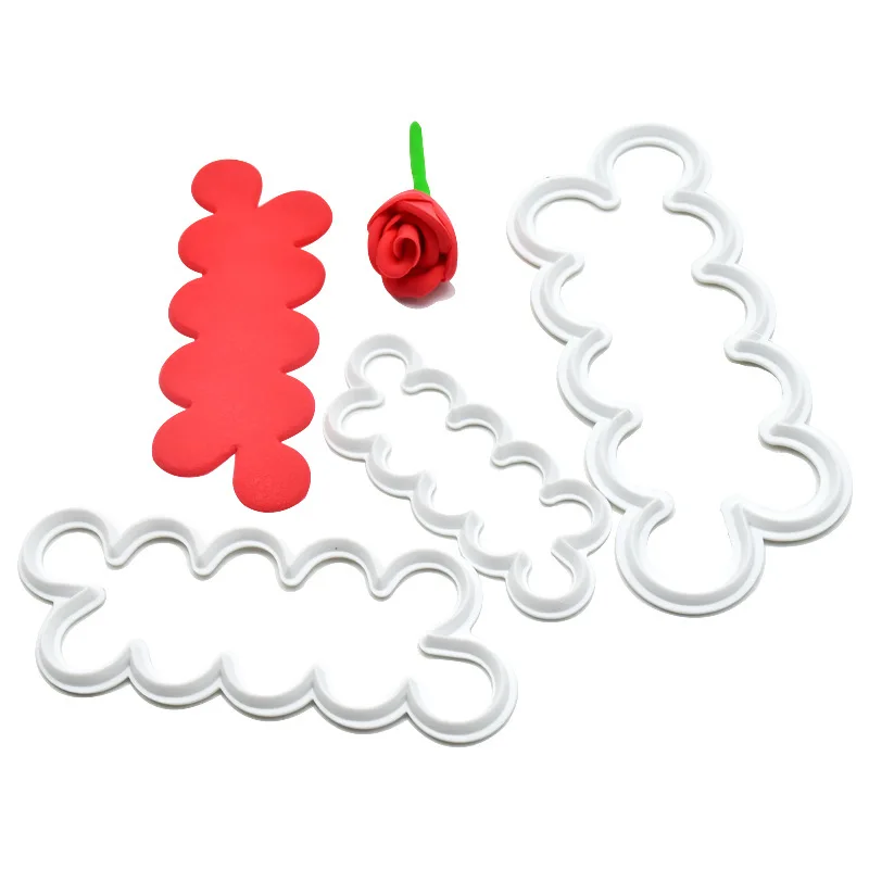3PCS/komplekts 3D Rožu Ziedlapiņu Ziedu Formas Kuteris Maker Elegants Kūka Pelējuma Pomādes Kūka Dekorēšanas Pelējuma Cukura Amatniecības Pelējuma DIY instrumenti