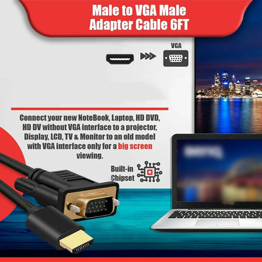 HDMI, VGA Kabelis, Audio Un Video 1.8 M Diskā Bez Pilnīgu Sistēmas Saderības Displejs Projektoru Pieslēgvieta