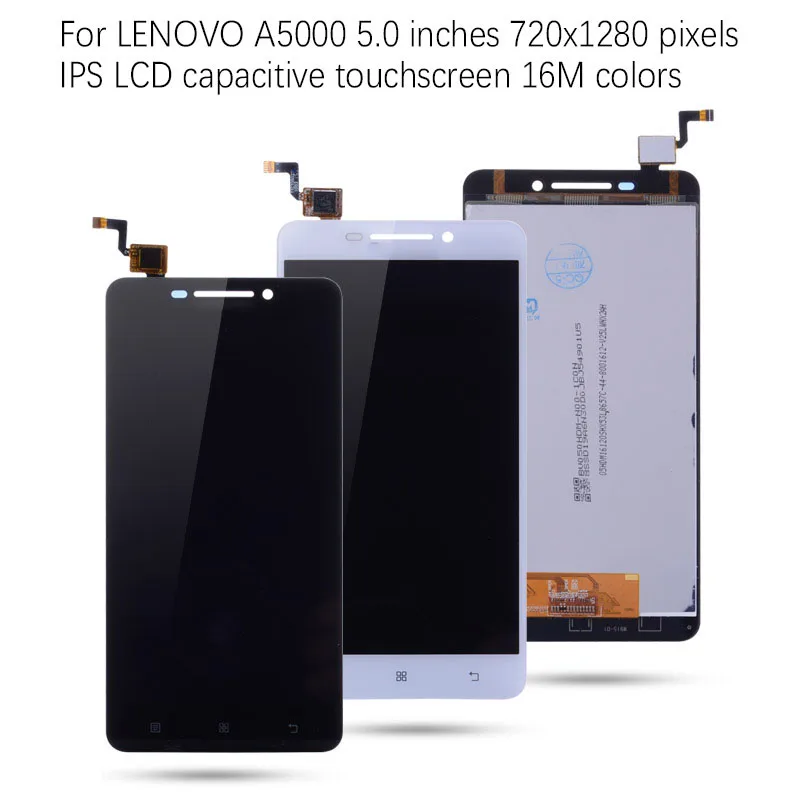 LENOVO A5000 LCD Pārbaudīta ar 5.0 Collu Touch Screen Digitizer Montāžas Detaļas LCD LENOVO A5000 Displejs