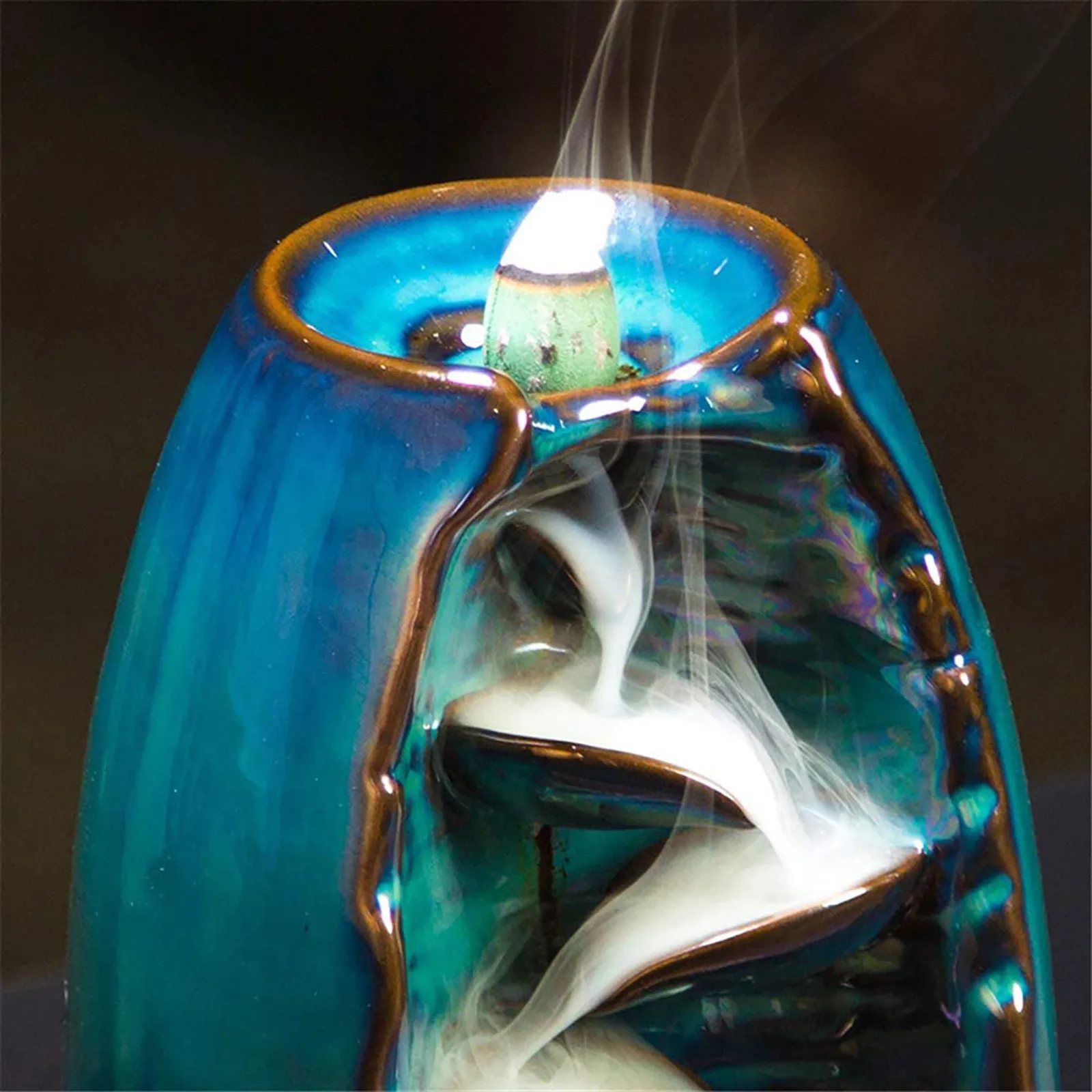 Ūdenskritums Vīraks Degļi, Kalnu Upe Vīraka Turētājs Keramikas Sālsūdenim Ūdenskritums Dūmu Deglis vīraka kvēpināmais trauks Turētājs Mājas Dekoru#g30