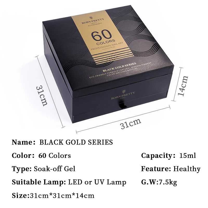 DZIMIS DIEZGAN Pro 15ml Black Gold Series 60 Krāsām, Gēla Nagu lakas Komplekts Nagu laka Kolekcija Samērcē Off UV Želeja ar Bāzes Top Coat