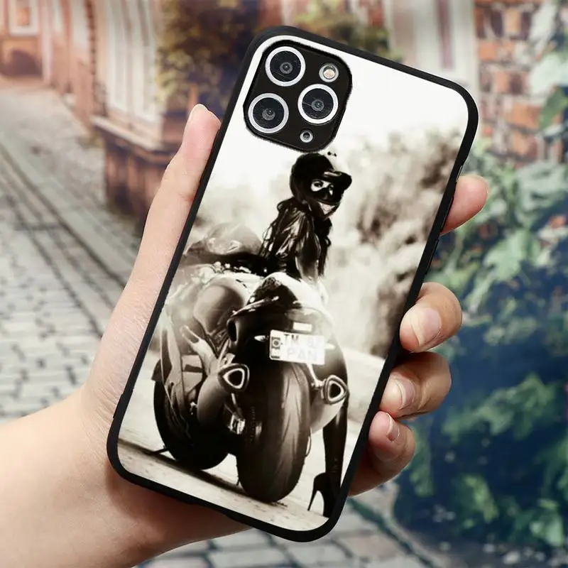Motociklu girl Tālrunis Lietā par iPhone 11 12 mini pro XS MAX 8 7 6 6S Plus X 5S SE 2020. GADAM XR