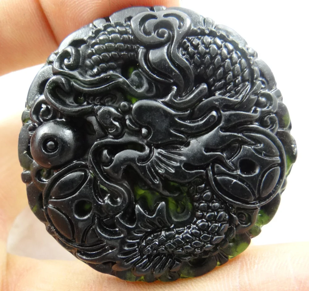 Dabīgā akmens Kvarca kristāls Turquoises Ķīnas black green roku cirsts Pūķis amuletu kulons par diy Rotaslietu izgatavošana kaklarota