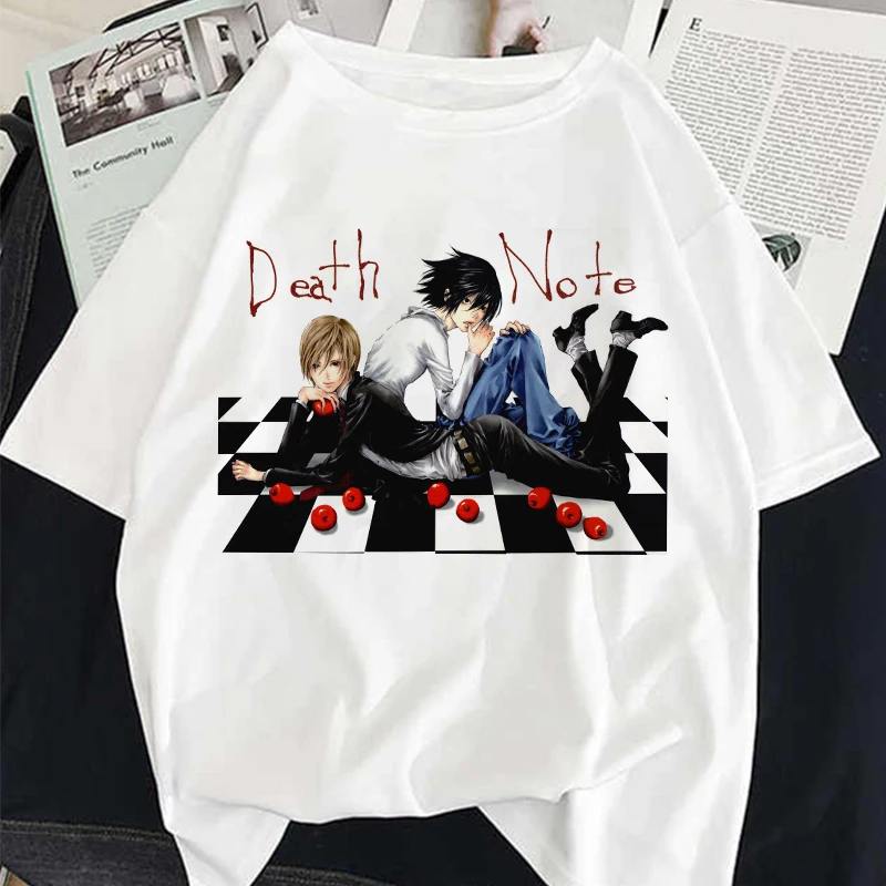 Kawaii Japāņu Anime Multfilmu Death Note Drukāt Zaudēt Īsām piedurknēm T-krekls jauno Vasaras Sieviešu Harajuku Rozā O-veida kakla Modes Krekls