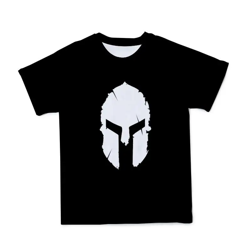 Modes tīru krāsu 3d Spartas grafiskais vīriešu t-krekls Vasaras ērtas 3d Spartas sejas t-krekls vīriešiem zēns bērns ir vienkārši augšu