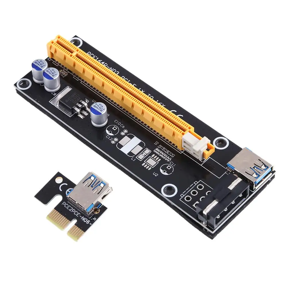 60cm USB3.0 PCI-E Stāvvadu Kartes 15Pin SATA Vīrietis, lai 4Pin Jauda 1X/PCIe 16X Extender Profesionālās Ieguves Rīks Bitcoin Miner-006