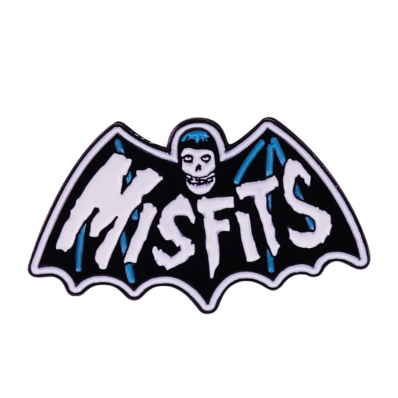 Šausmu pankroka Misfits hardcore punk Halloween goth Atloks Pin smagā metāla mākslas Galvaskauss ar dubultu nazis žetons