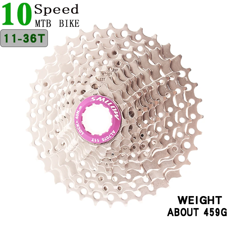 SMLLOW MTB 11-36T kaseti 10 ātruma velosipēdu brīvrumbas zobs cdg 36T cog velocidade kalnu velosipēds spararats, ultravieglajiem 459g