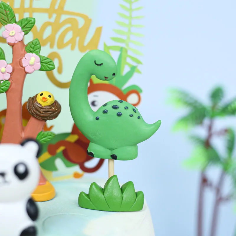 Karikatūra Meža Dzīvniekiem Kūka Topper Džungļu Safari Dinozauru Cupcake Dekors Cute Meža Truša Fileja 1 Zēns Dzimšanas dienas Kūka Piederumi