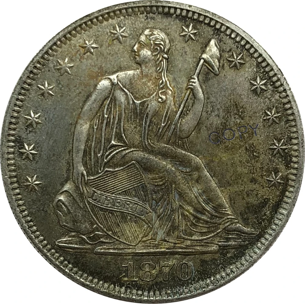 1870. Gadā Asv Pusi Dolārs Cupronickel Pārklājumu Sudraba Monētu Kopijas