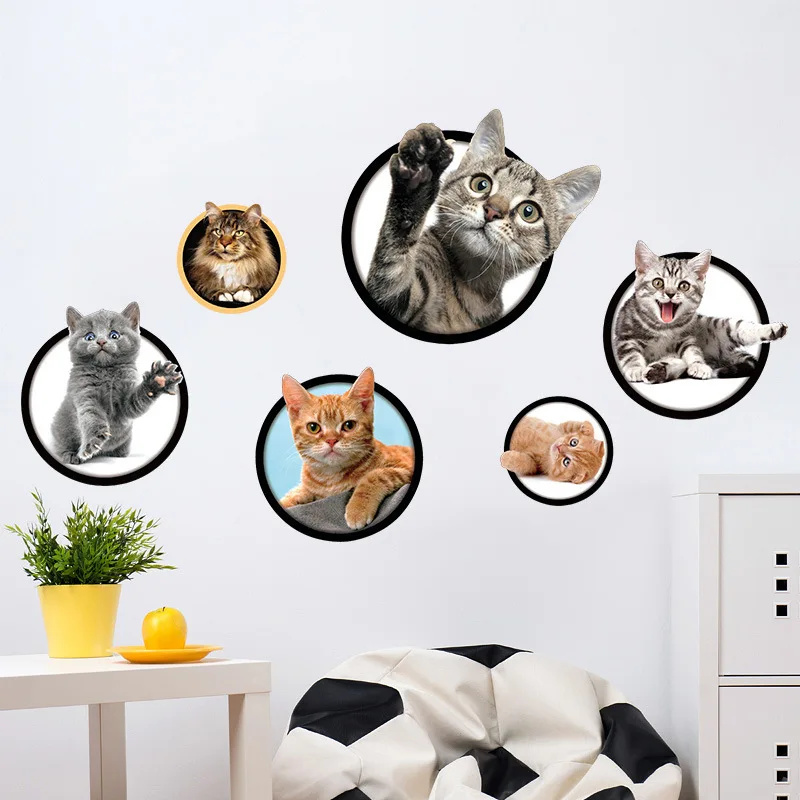 Gudrs Apli Apelsīnu Zils kaķis Kaķis Dekoratīvās Sienas Uzlīmes, Dzīvnieku pet, PVC uzlīmes, papīrs, Mājas apdare, sienas, stikla, plastmasas