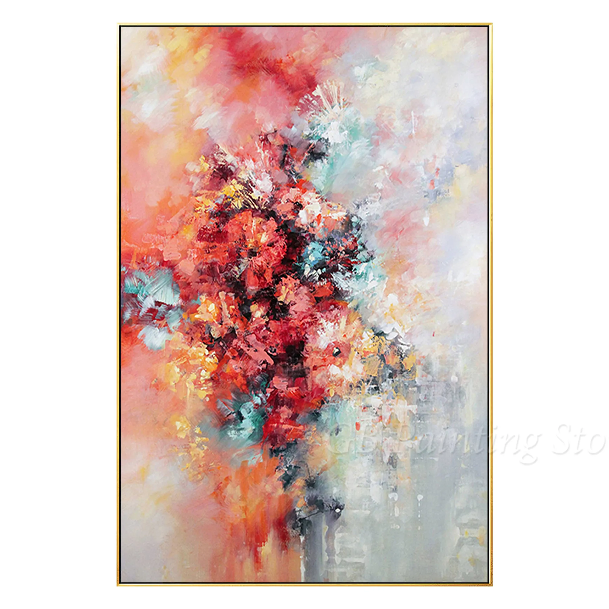 Abstrakts ziedu Eļļas glezna uz audekla paletes nazi smago tekstūra abstraktu Ziedu mākslas bildes dzīvojamā istaba Interjera Dizains
