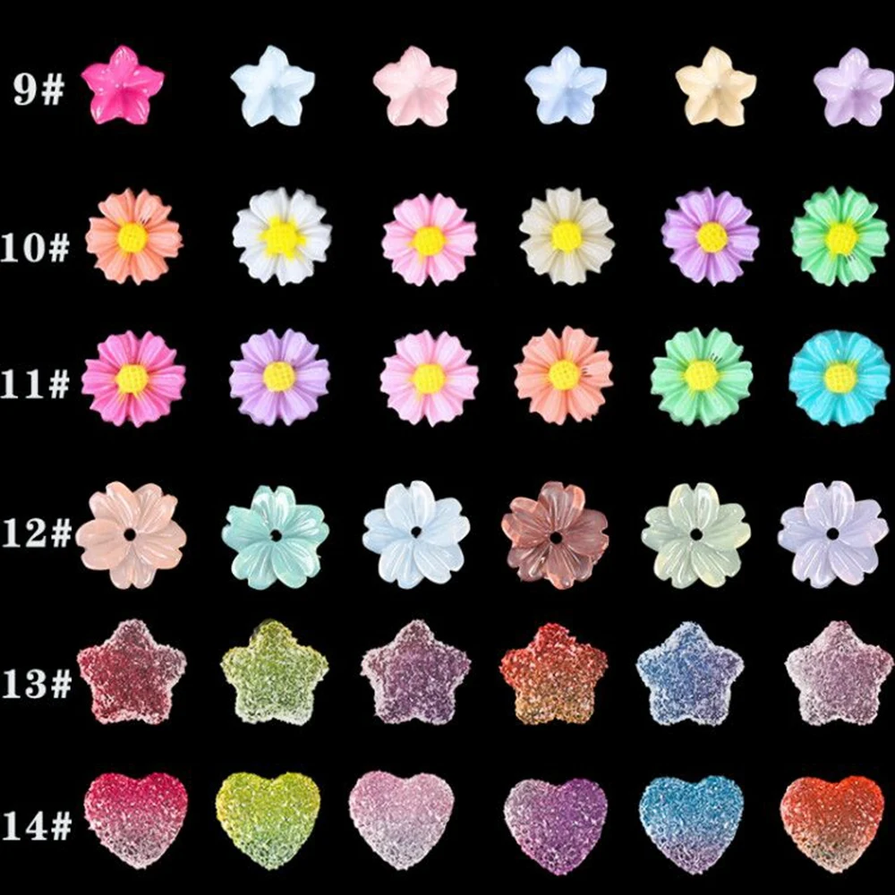 6Grids/Iepak 3D Dažādas Rožu Ziedlapiņu Sveķu Glazētas Ziedi Pērle Arylic Nail Art Rhinestone Dārgakmeņu Rotājumi, Manikīrs DIY Padomi
