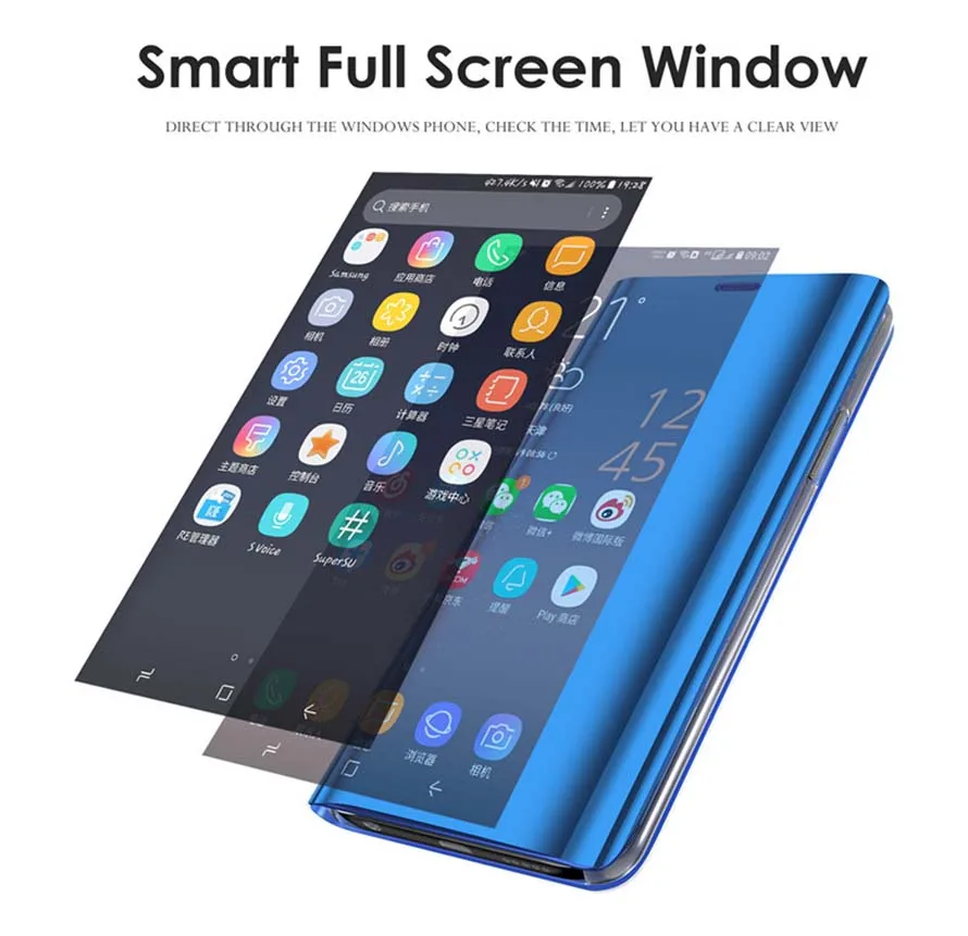 Ultra-plānas spogulis Ādas gadījumā iphone 11 pro smart Flip view grāmatas vāka uz iphone x xs max xr 6 7 8 plus būtiska coque