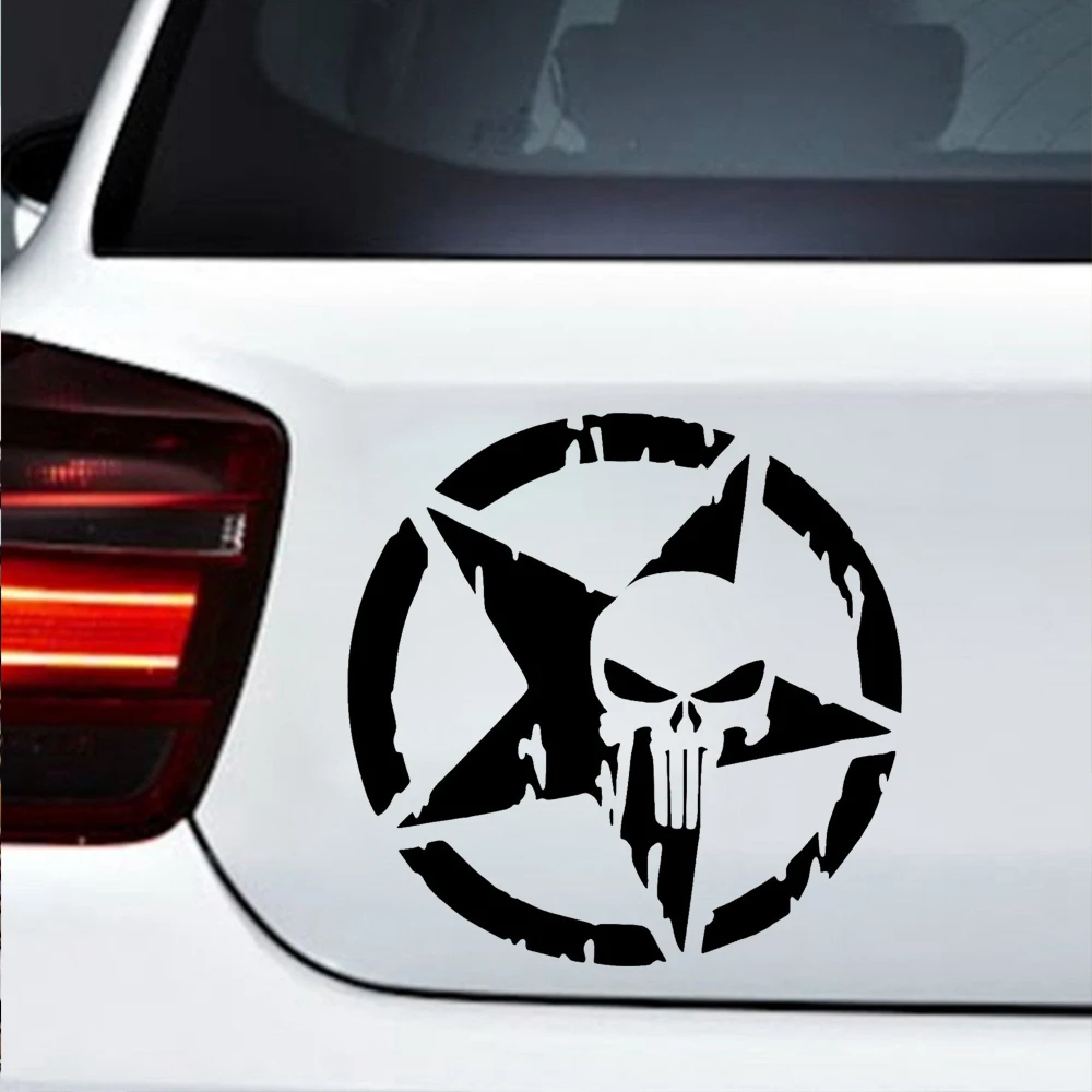 Punisher skelets Pentagramma personības 3D ūdensizturīgs auto uzlīme ir piemērots PVC, auto durvis, persona interesanti Decal