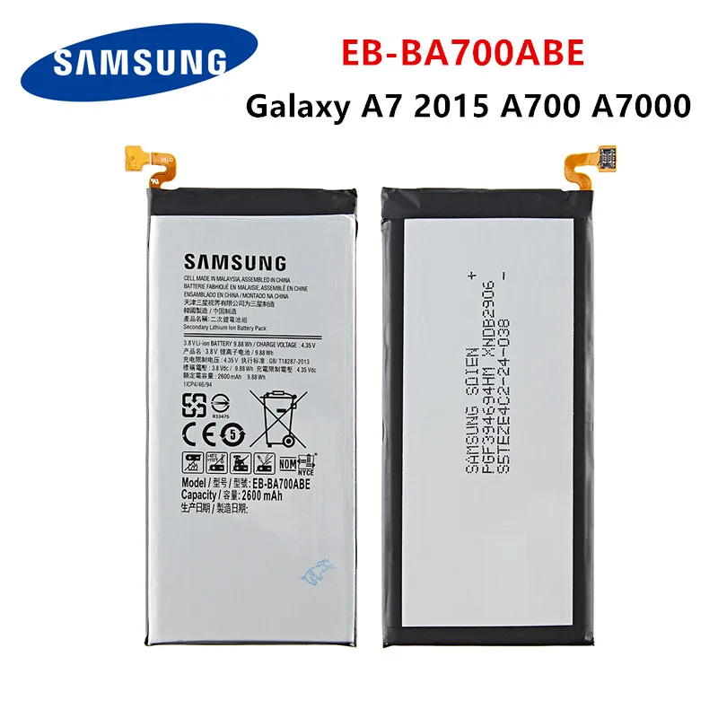SAMSUNG Oriģinālā EB-BA700ABE 2600mAh Baterijas Samsung Galaxy A7. gadam A700FD SM-A700 A700L A700F/H/S S/K/YD A7000 A7009 +Instrumenti