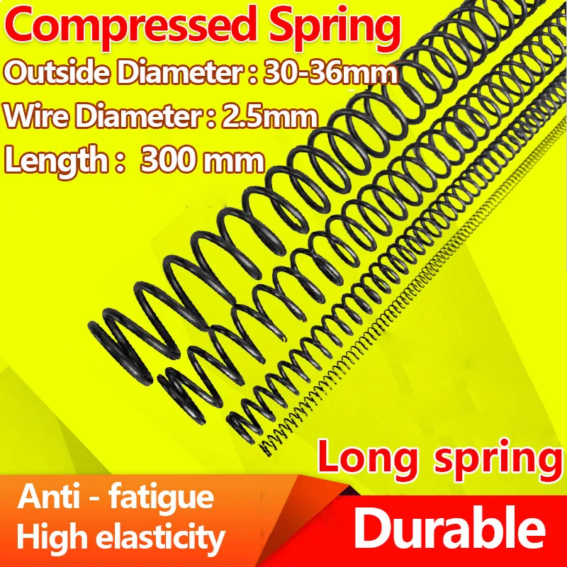 Kompresijas pavasara spiediena pavasara Y tipa atgriešanās spēcīgu Pavasara tērauda atsperes Stieples Diametrs 2,5 mm, Garums 300mm, Diametrs 30-36mm