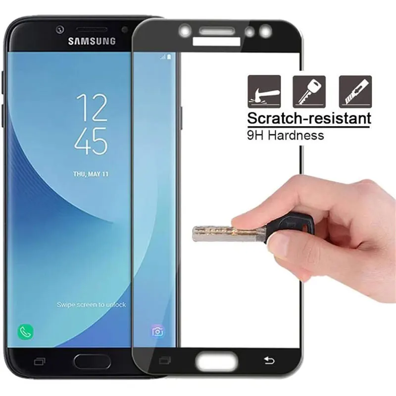 3Pcs Pilna Aizsargājošu Stikla Samsung Galaxy A7 A5 Līdz 2017. A8 A6 Plus A750 2018 Screen Protector For Samsung J7 J5 J4 J6 J8 Stikla