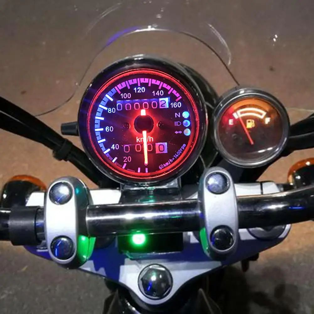 Karstā Pārdošanas Motociklu Spidometrs Classic Delikāts 12V Motociklu Spidometrs, Odometrs, ar neitrālajā Pārnesumā, Pagrieziena Signāla Indikators