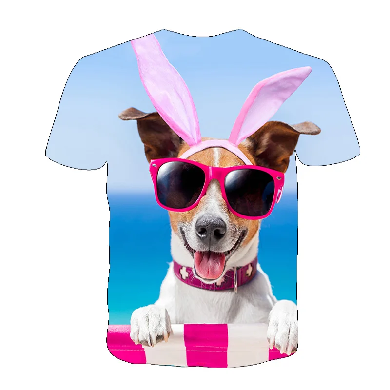 Pludmales Suns Dzīvnieku 3D Iespiests T-kreklu, Bērns Krāsains t krekls Zēni/Meitenes Atdzist Saulesbrilles Bērnu Apģērbu Harajuku Īsām Piedurknēm Topi
