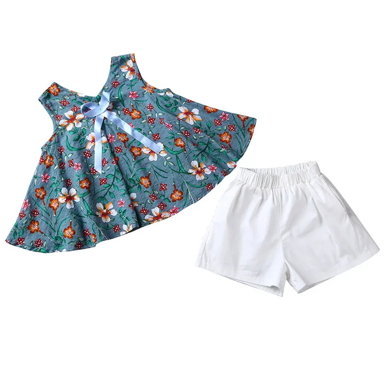 Drēbes Meitenēm ziedu drukāt Veste + Bikses, Uzvalks Vasaras Princess Tērpi Meitenēm, Bērniem, Meitenēm, Apģērbu Komplekts 3 5 7 9 10 12 Gadiem