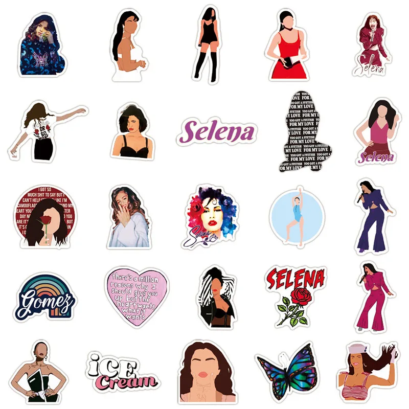 10/50gab/Iepak Dziedātāja Selena Gomez Uzlīmes Lable Piezīmjdatoru Motociklu Skeitborda Datoru, Mobilo Telefonu Decal Karikatūra Automašīnas