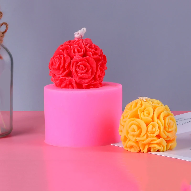 3D Rožu Sveču Veidnes Rose Puķu Silikona Veidnes, lai Padarītu DIY Mājās Bišu vaska Sveces, Vannas Bumba Mini Ziepes, Losjons Bārs Vasks Izkūst