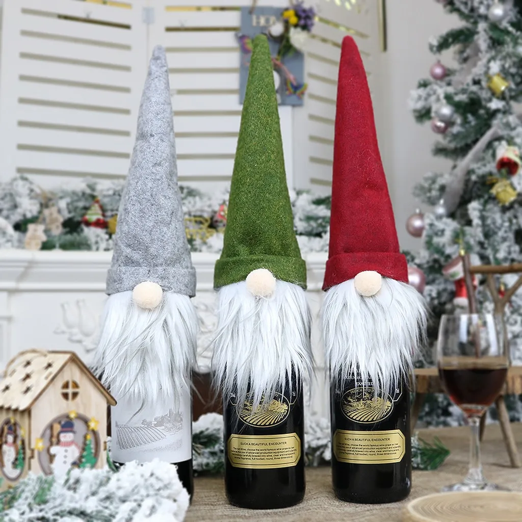 Новый Год Ir 2021. Ziemassvētku Šampanieša Pudeles Vāciņu Saģērbt Dekorēšanai Ziemassvētku Sejas Lelle Ziemassvētku Rotājumi Рождество@Q