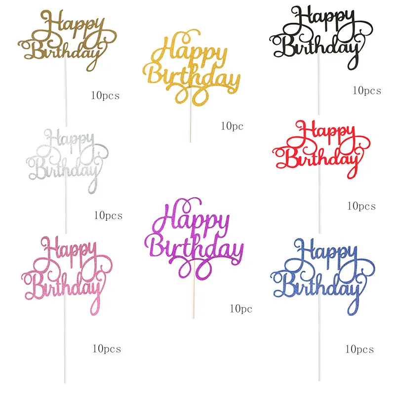 10 Gabali Happy Birthday Cake Topper Bling Apdare Logo Happy Birthday Cake Topper Meitene Dzimšanas dienas Deserts Apdare