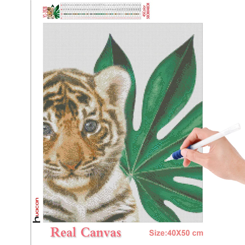 Huacan 5D Dimanta Krāsošana Pilnu Kvadrātveida Tiger Mākslas DIY Krāsot Ar Dimantu, Izšuvumi Mozaīkas Dzīvnieku Zilonis Rotājumi Mājās