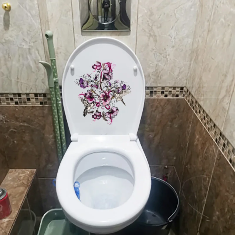 ZTTZDY 21.9 X 24,5 CM Kolibri Mākslas Ziedu Zars Tualetes WC Apdares Mājās Istabā pie Sienas Uzlīmes, T2-1353