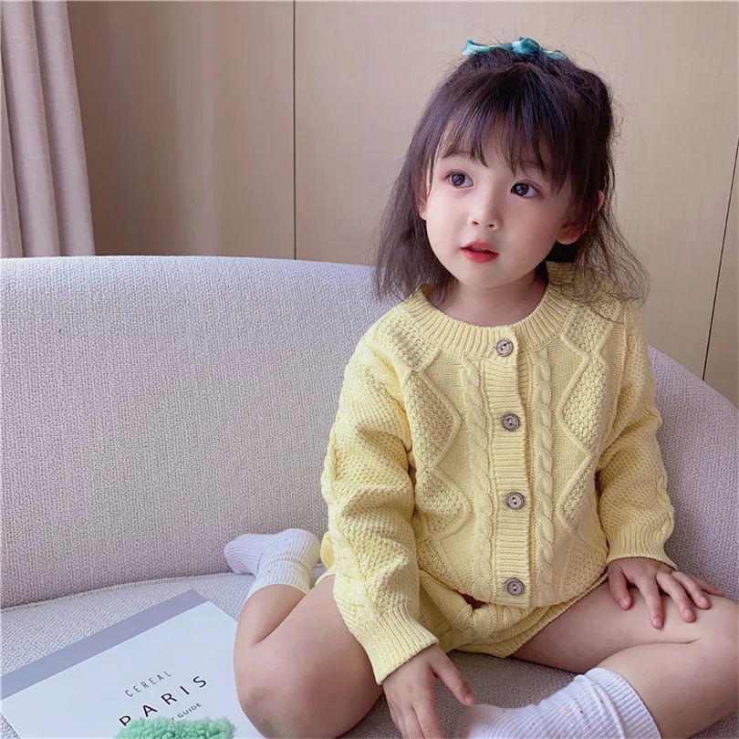 Bērnu Meiteņu Drēbes Rudenim Adītas Bērnu Drēbes, Bērnu Jaka Džemperis + Bikses Bērniem Toddler Apģērbu Komplekts Meitene Tērpiem Zēnu Drēbes