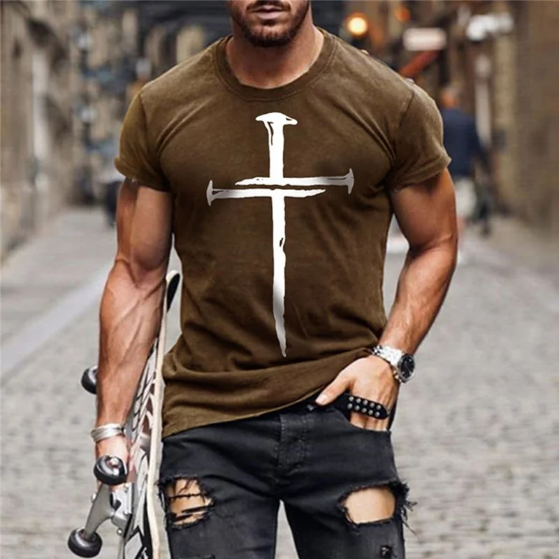 Jēzus Kristus Krusta 3D Drukāšanas Cilvēka T-Krekli Vasaras Unisex Ielu Hip Hop Īsām Piedurknēm Atdzist Elpojošs Lielgabarīta T-Krekls Topi