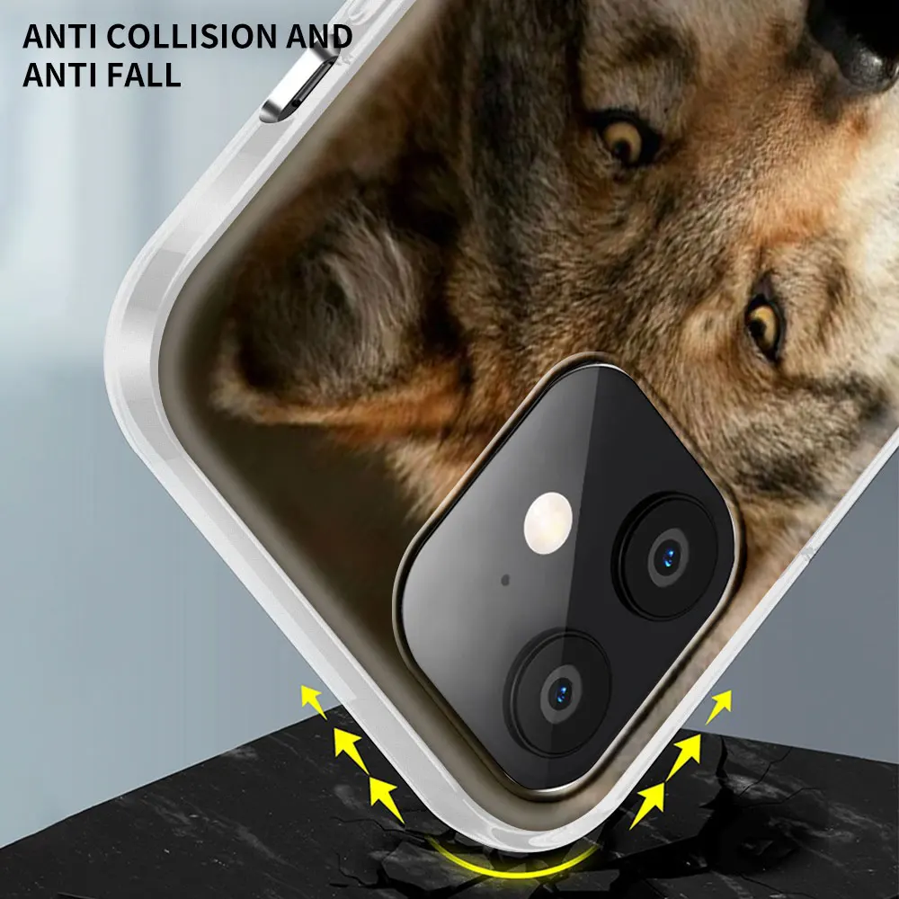 Vilks, Lauva, Tīģeris Dzīvnieku Case For Apple iPhone 11 12 Pro X 7 8 Plus Caurspīdīgs Mīksto Tālrunis Coque 6 6S XR XS Max Matēta Capas