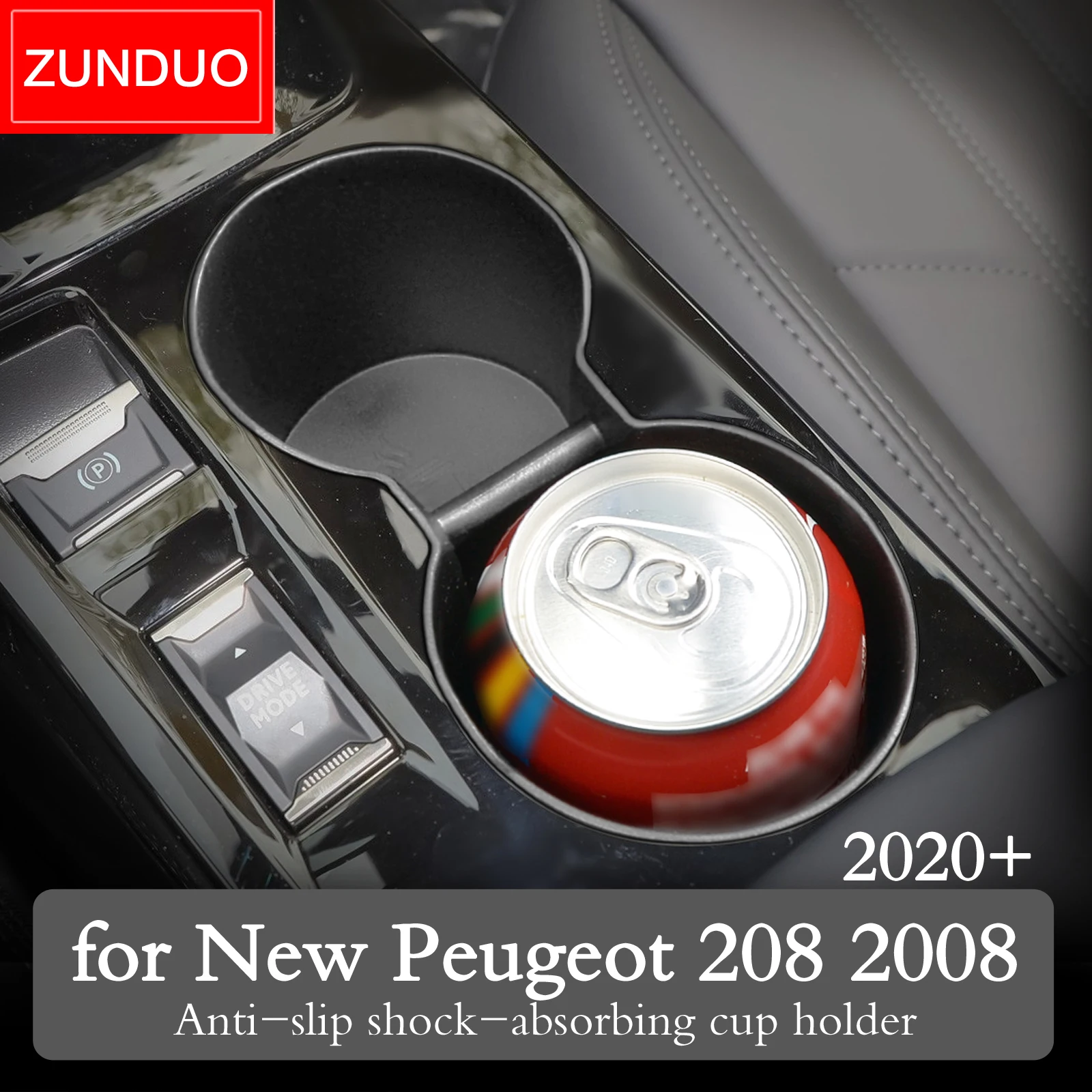 ZUNDUO Ūdens Kausa Turētāja Aizsardzības Gadījumā Peugeot 2008 e-2008 208 e-208 GT 2020 2021 Dzēriena Pudeles Fiksētu Apvalks Putekļu Necaurlaidīgs KASTE