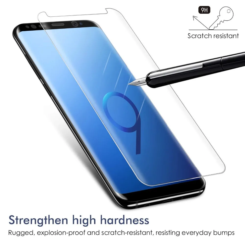 3D Izliektas Rūdīta Stikla SAMSUNG Galaxy S7 Malas S8 S9 Plus 10 Piezīme 8 9 10 Pro Full Cover Ekrāna Aizsargs Note9 Note10 Pro