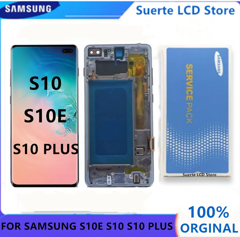 AAA+ Oriģinālā LCD Samsung Galaxy S10 Plus ekrāns Ar Rāmi SM-G975F/DS G975A G973U1 S10 S10E LCD Ekrāns Rezerves Daļas