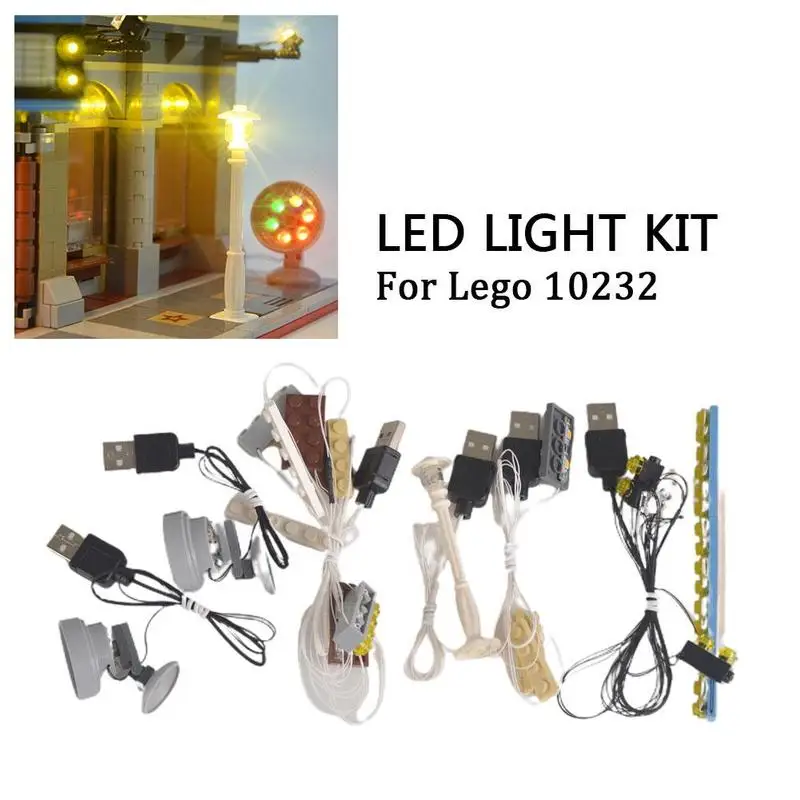 1 LED light komplekts ir Savietojams Lego 10232 Kino Ielas DIY Apskatīt Bloki Spuldzes Gaismas Aksesuāri LED Apgaismojums Celtniecības un V4L4