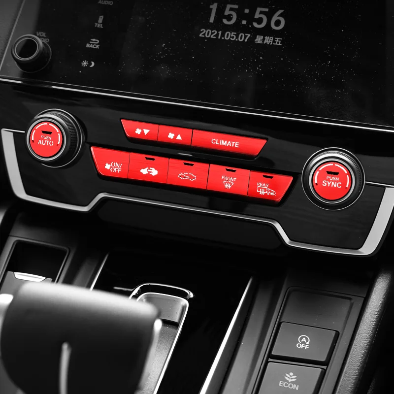 Centrālās kontrole, gaisa kondicionieris slēdzis pogas, uzlīmes, pogas, apdares modifikācijas piederumi Honda CRV CR-V 2017-2021