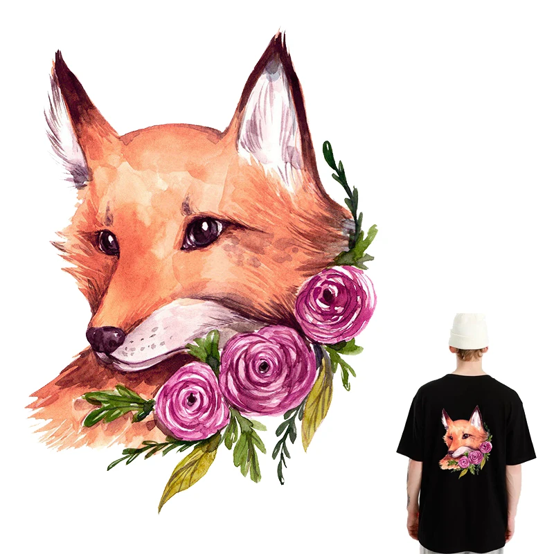 Fox ziedu Dzelzs Nodošanas apģērbu Ielāpus Apģērbu Uzlīmes Pārneses Vinila Nozīmītes dzelzs Uzlīmes uz auduma Svītras žetons
