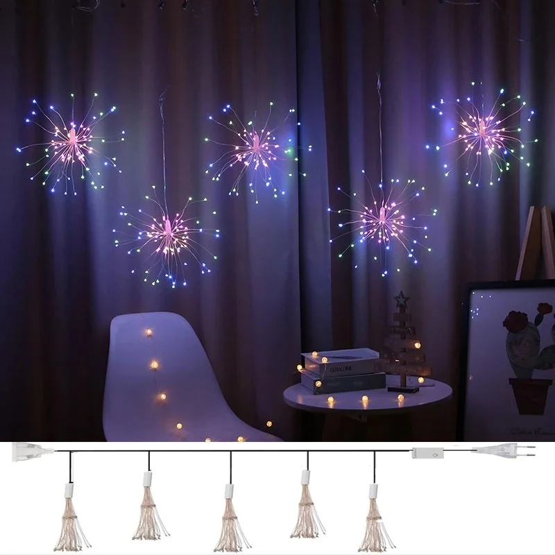 500 LED Krāšņa Uguņošana Pasaku Gaismas 8 Modeļi DIY Ziemassvētku un Jaunā Gada Guļamistaba Dekorēšana Apgaismojums Vainags String Gaismas