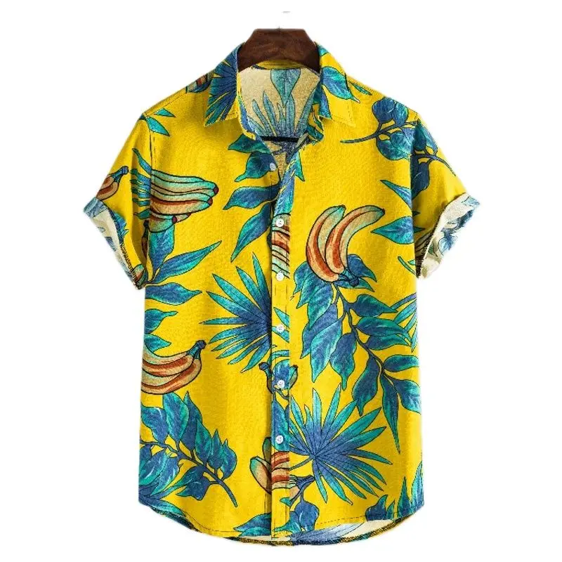 Vasara ir 2021. stilīgs casual vīriešu zaudēt pludmales Havaju drukāt īsām piedurknēm pogu uz leju vintage krekls top krekls vīriešu krekls