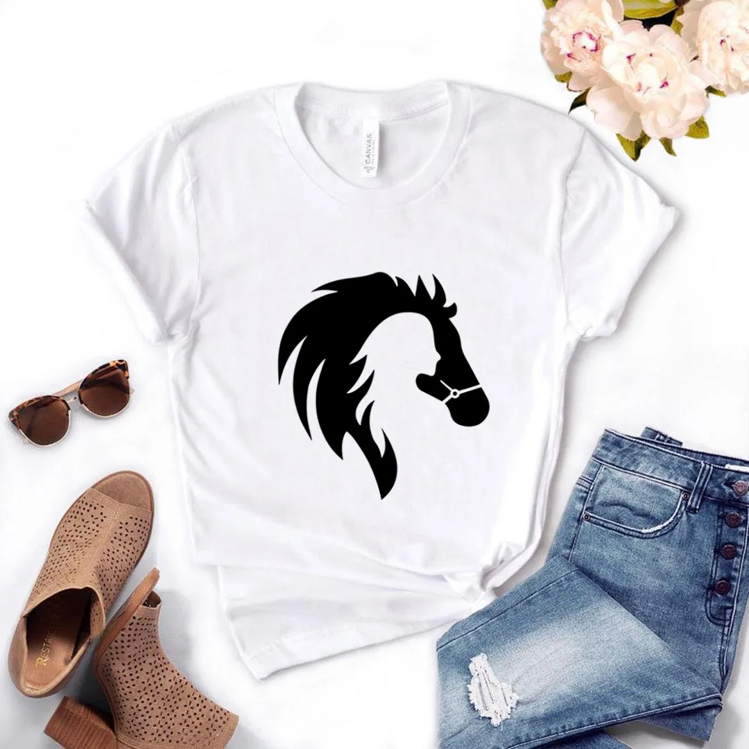 Zirgu Sieviete Drukāt Sieviešu t Kokvilnas Gadījuma Smieklīgu t kreklu, Dāvanu Dāma Yong Meitene Top Tee A-1362