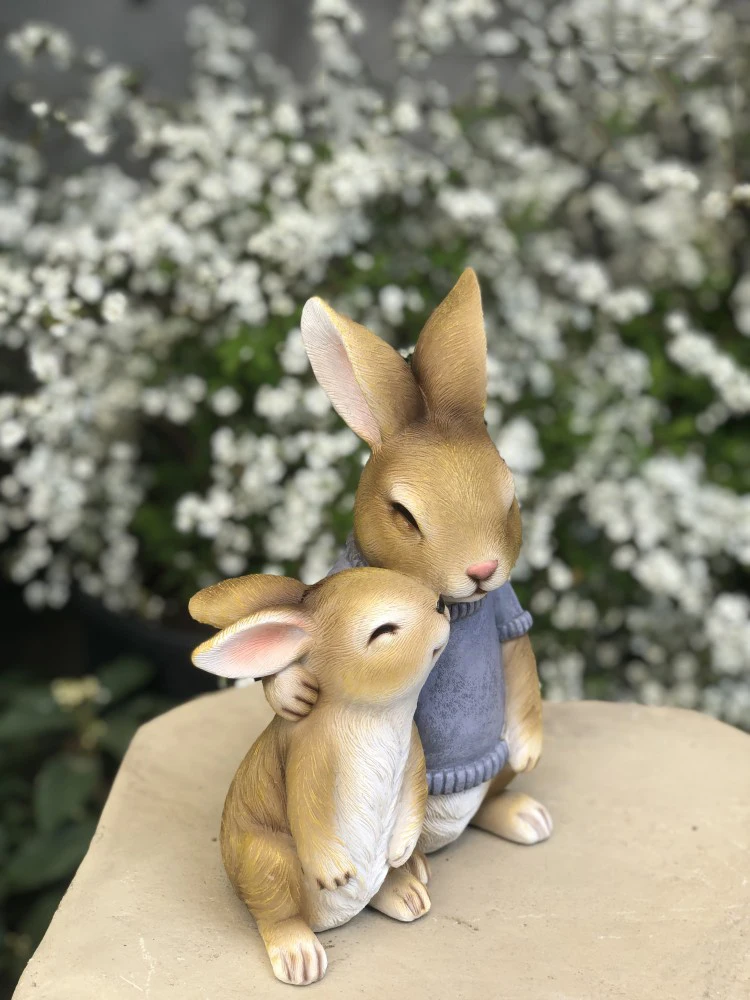Āra Dārza Dekorēšana Sveķu Cute Bunny Figūriņas Amatu Mājas Dārzā Simulācijas Dzīvnieku Statuja Rotājumi Pagalmā Villa Dekori