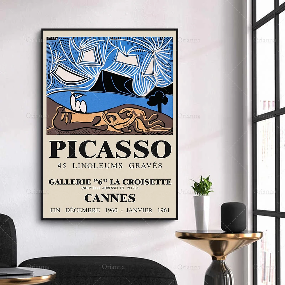Vintage PIKASO Mākslas Izstāde Plakātu Anotācija Kubisma | Art Print Pārpublicēšana Giclée Print | Wall Art | Mājas Dekoru Audekls