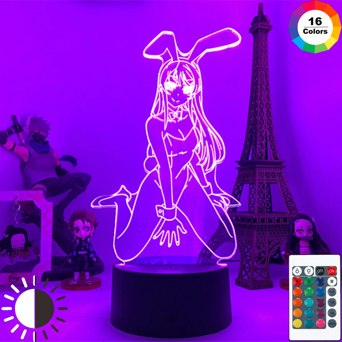 Sexy Sakurajima Mai Darbības Rādītāji 3D Lampas Anime Rascal Nav Sapnis Bunny Girl Senpai Attēls Modelis LED Nakts Gaisma Dāvanas