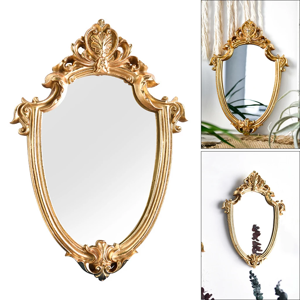 Karājas Spogulis Sveķu Zelta Spogulis Sienas Dekori Retro Kosmētikas Spoguļi Vannas Istaba Dekori
